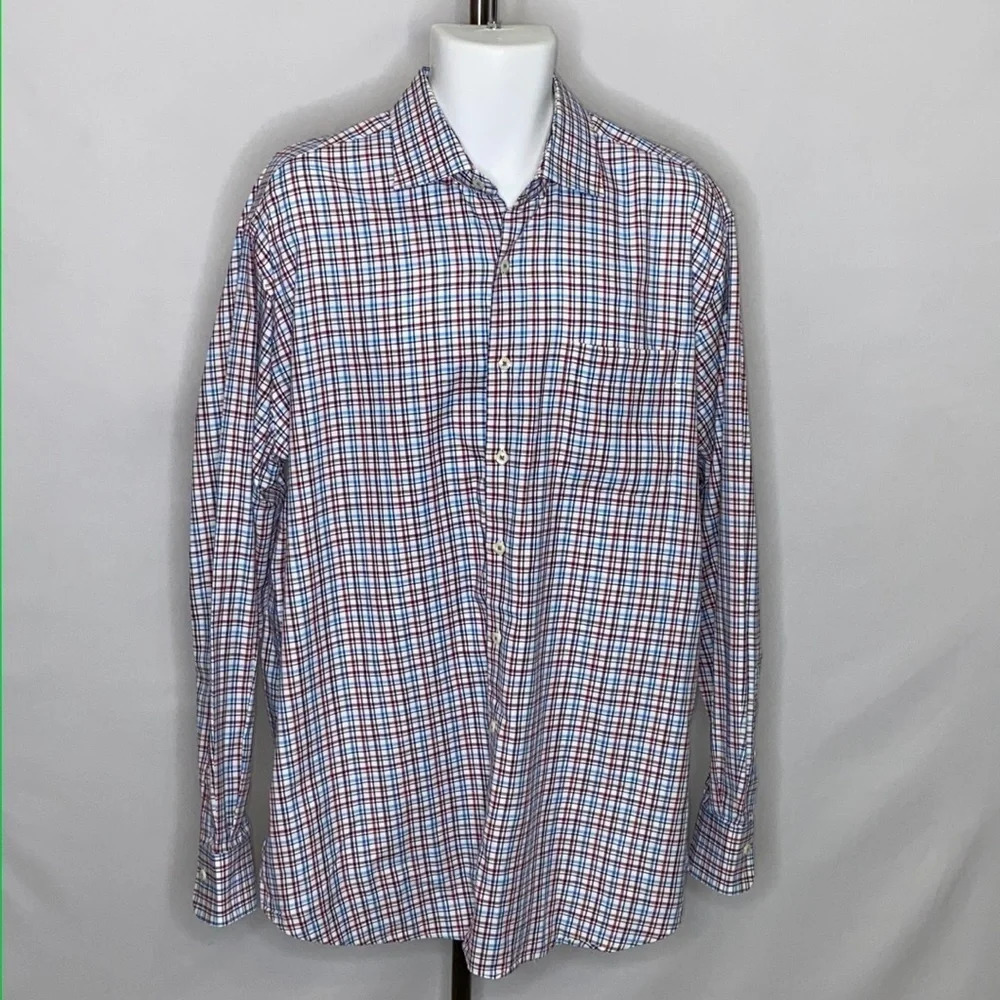 Peter Millar Button Front Long Sleeve Plaid Shirt
